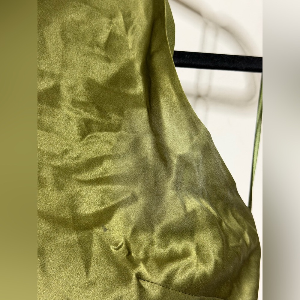 Reformation Bianca Silk Dress Moss Green Size 2 - Picture 7 of 11